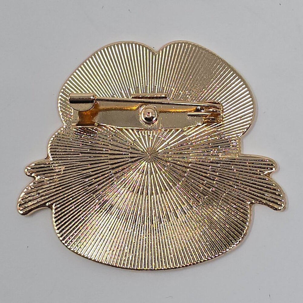 Lest We Forget Red Enamel Poppy Brooch Lapel Pin Gold Tone Floral Remembrance - Picture 4 of 8